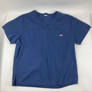 Cherokee Workwear Scrub Top Womens Large Navy Blue Pockets